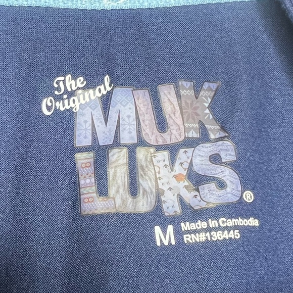 Muk Luks Cardigan Sweater Women's Medium Navy Blue knit Open long sleeve mukluks - Picture 5 of 7